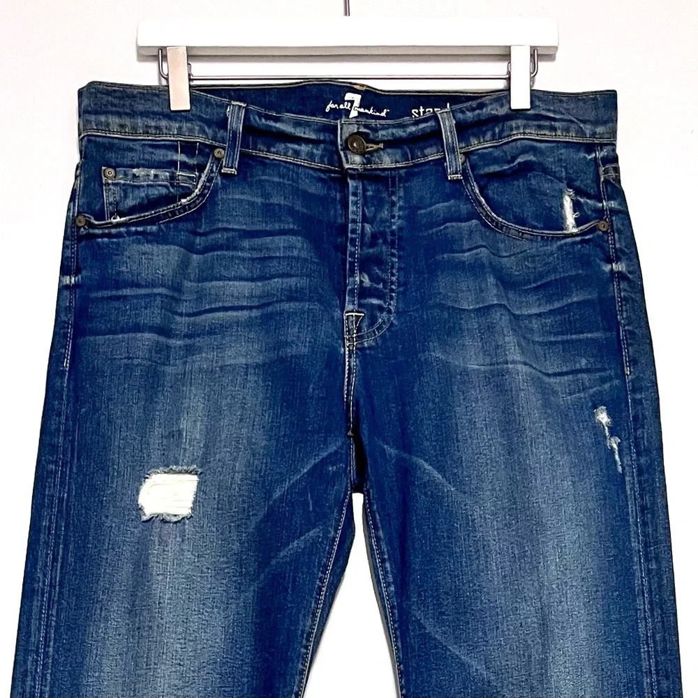 7FAM 7 For All Mankind Mens Standard Button Fly Jeans Straight Leg 34x31 Classic - Picture 3 of 16